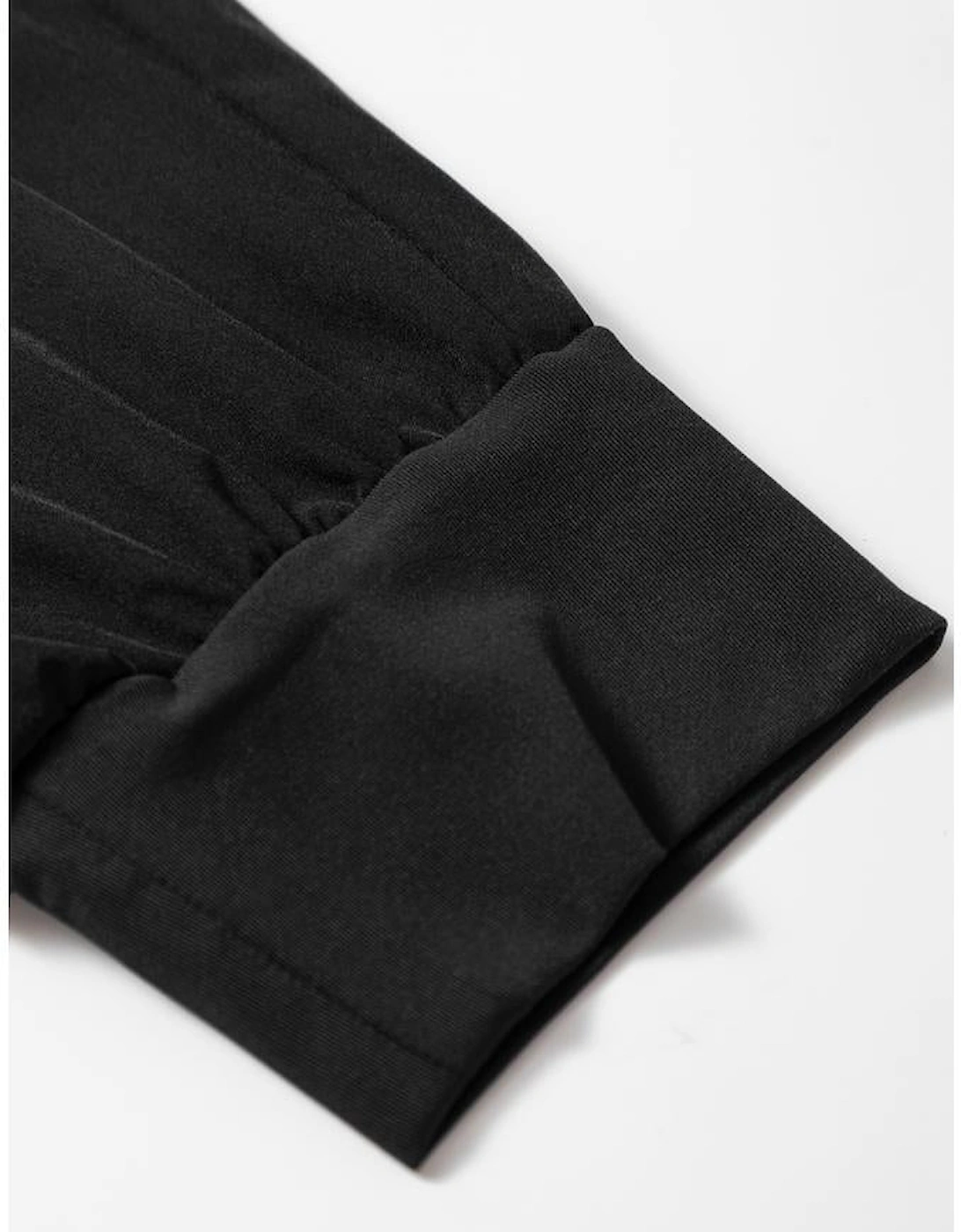 Black Elastic High Waist Pocketed Cargo Jogger Pants