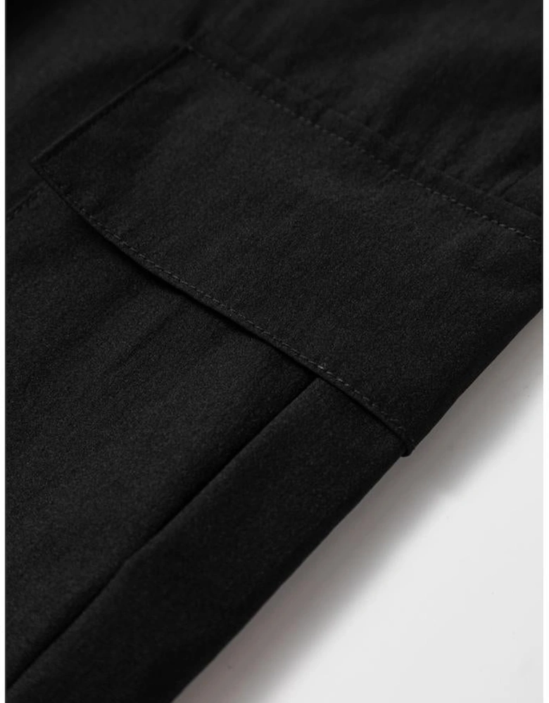 Black Elastic High Waist Pocketed Cargo Jogger Pants