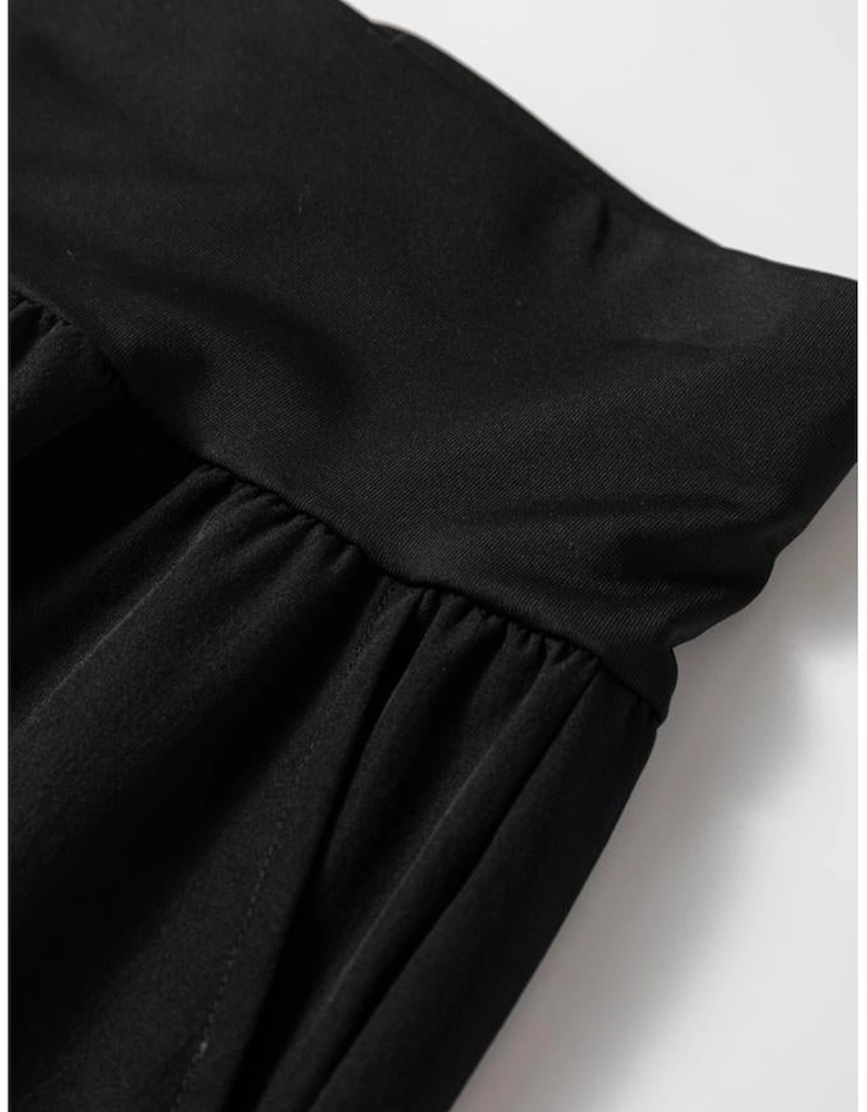 Black Elastic High Waist Pocketed Cargo Jogger Pants