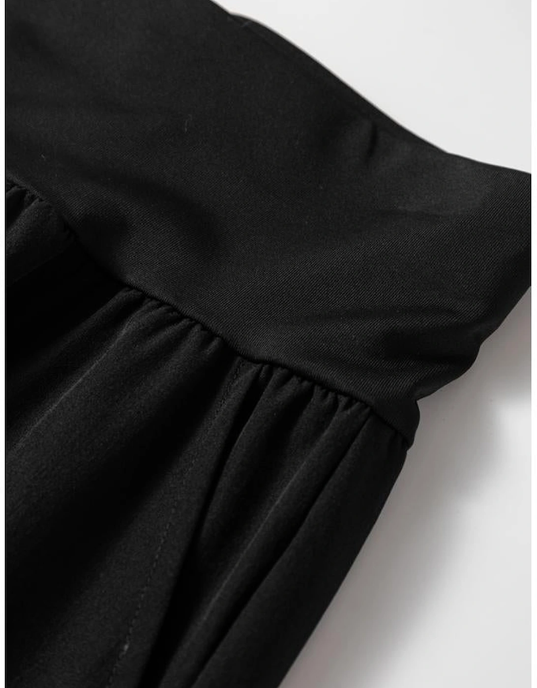 Black Elastic High Waist Pocketed Cargo Jogger Pants