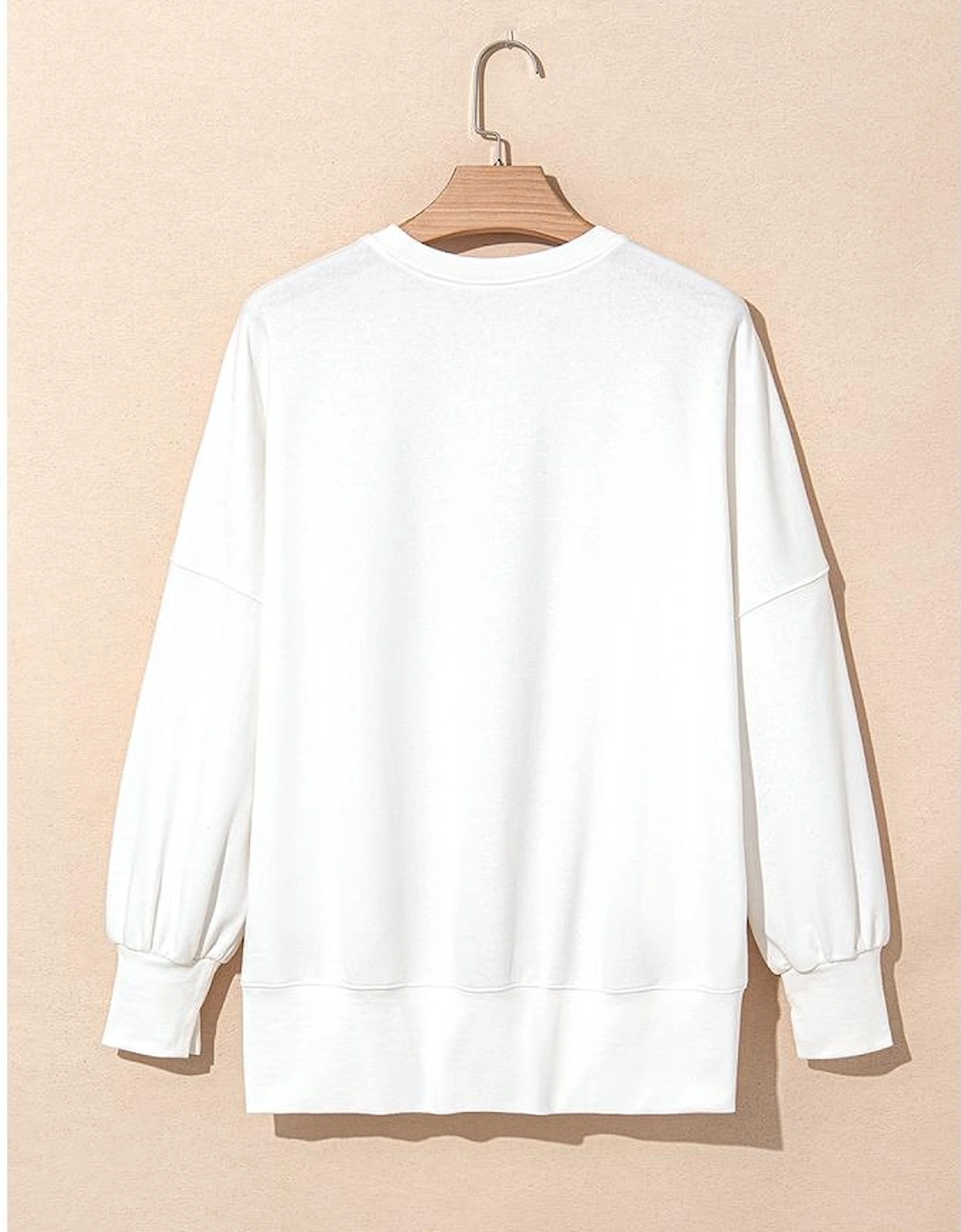 White Sequin Bowknot High Low Oversize Sweatshirt