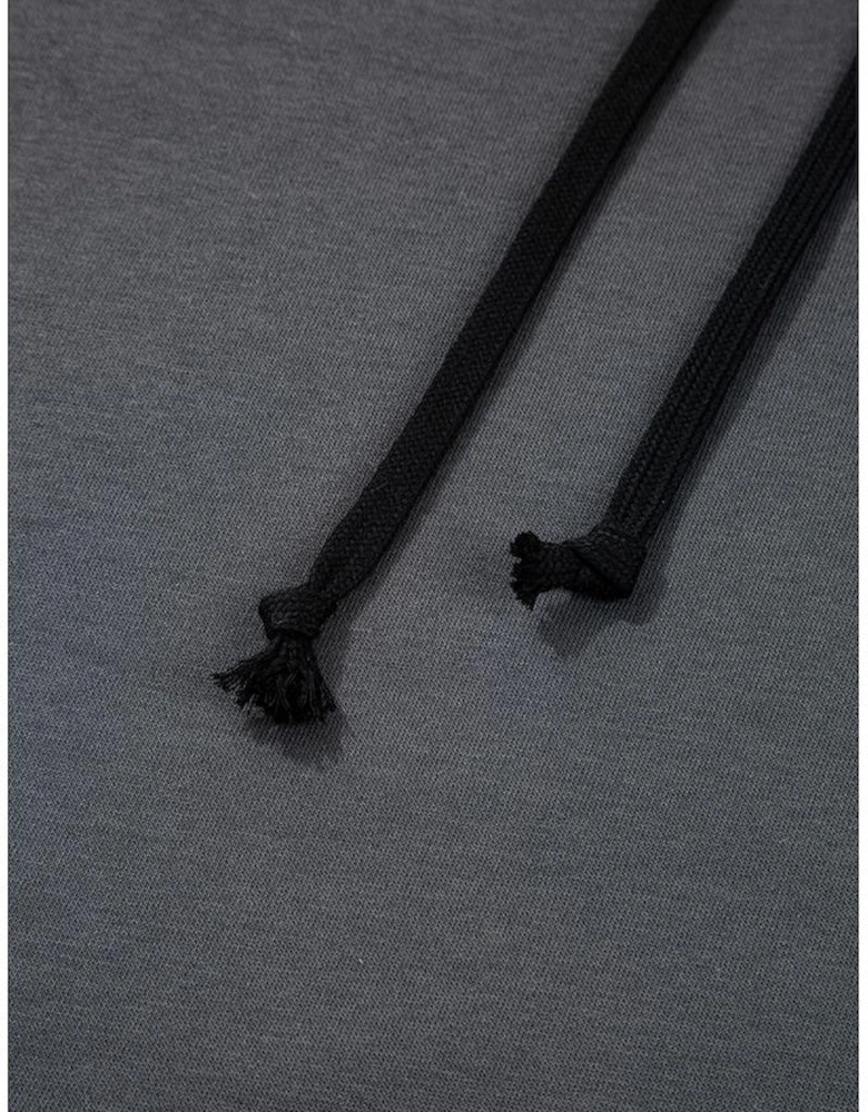 Carbon Grey Star Patchwork Contrast Stitching Mineral Wash Kangaroo Pocket Vintage Hoodie