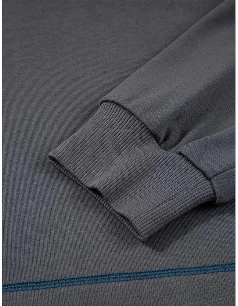 Carbon Grey Star Patchwork Contrast Stitching Mineral Wash Kangaroo Pocket Vintage Hoodie