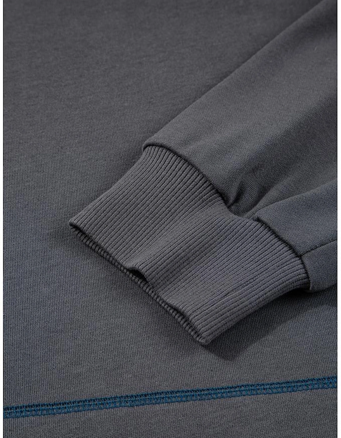 Carbon Grey Star Patchwork Contrast Stitching Mineral Wash Kangaroo Pocket Vintage Hoodie