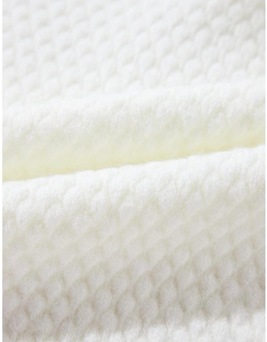 White Colorful Flower Applique Textured Knit Sweater