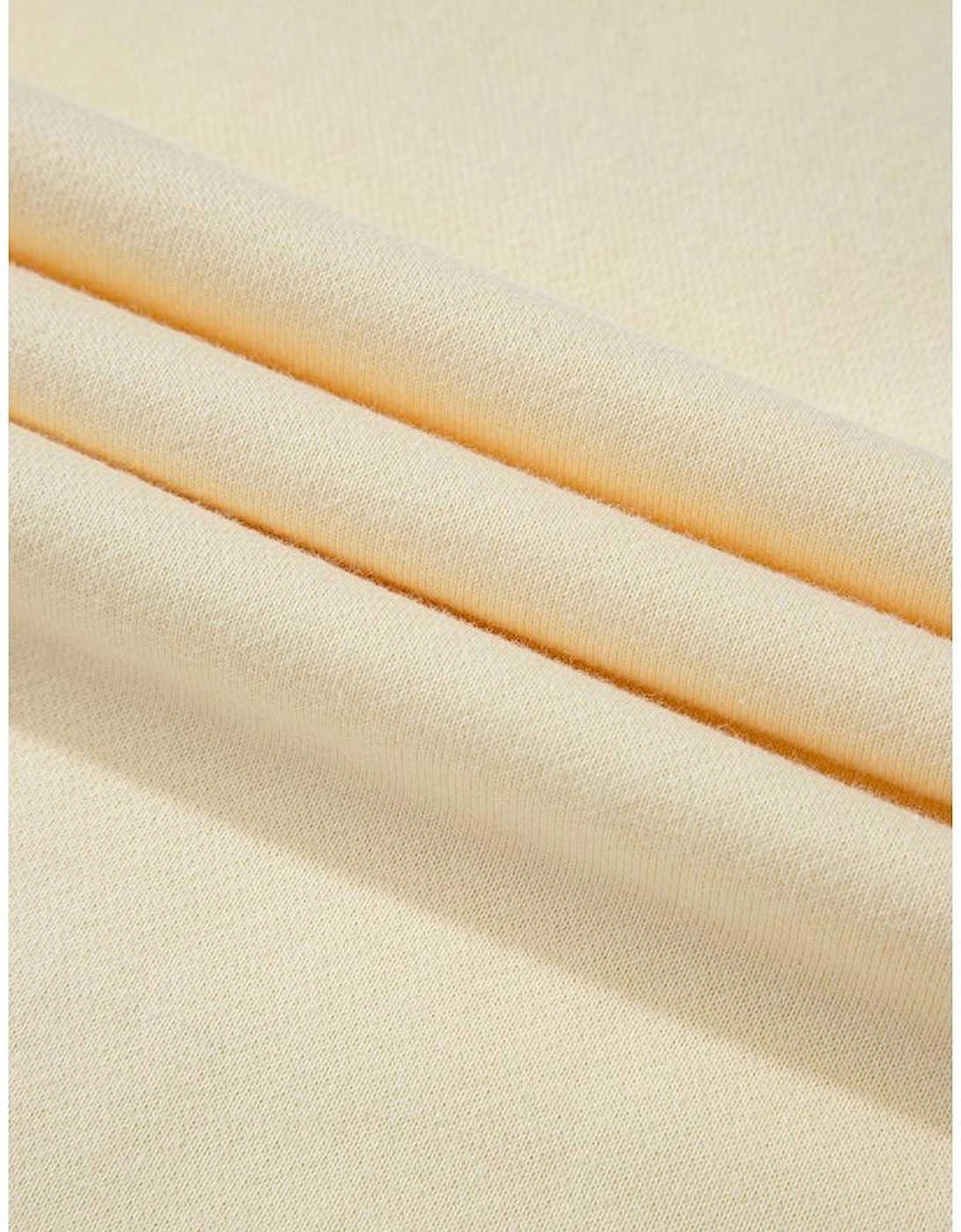 Apricot Geometric Printed Patchwork Long Sleeve Round Neck Top