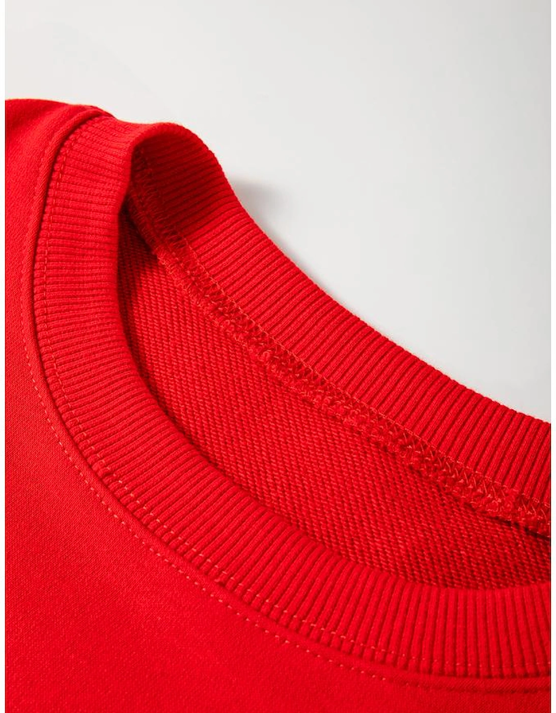 Red Sequin Christmas Tree Graphic Drop Shoulder Sweatshirt