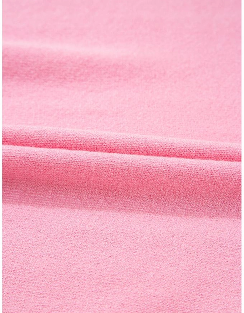 Bonbon Colorblock Bow V-Shape Cut Back Short Sleeve Sweater