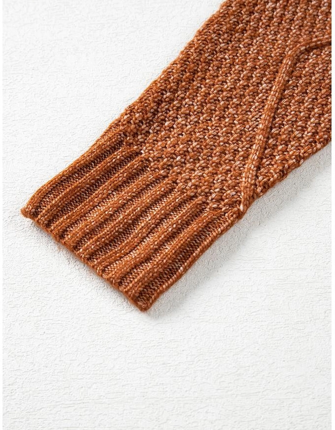 Coffee Cable Knit Drop Shoulder Loose Fit Sweater Dress