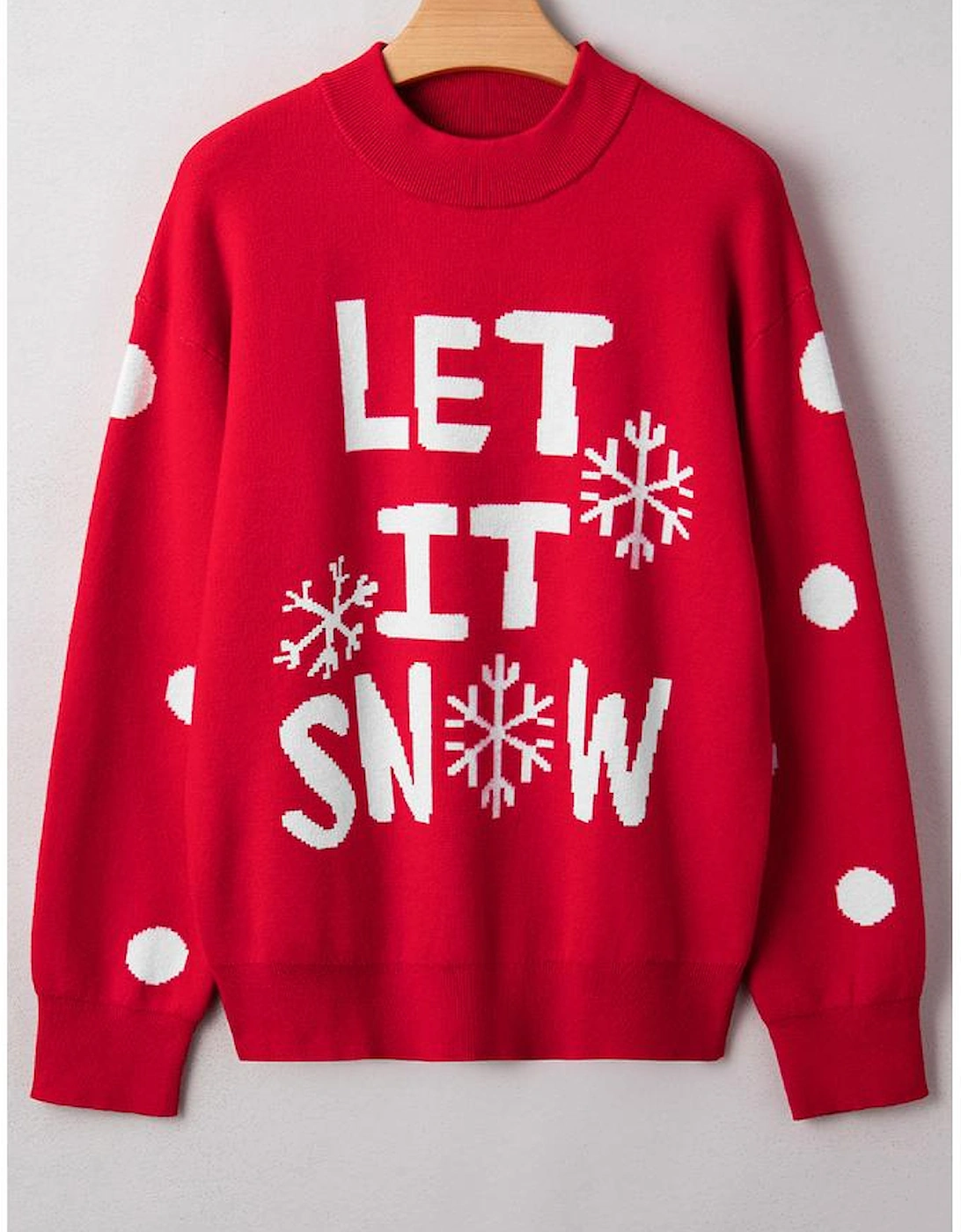 Red Dahlia LET IT SNOW Graphic Christmas Holiday Loose Sweater