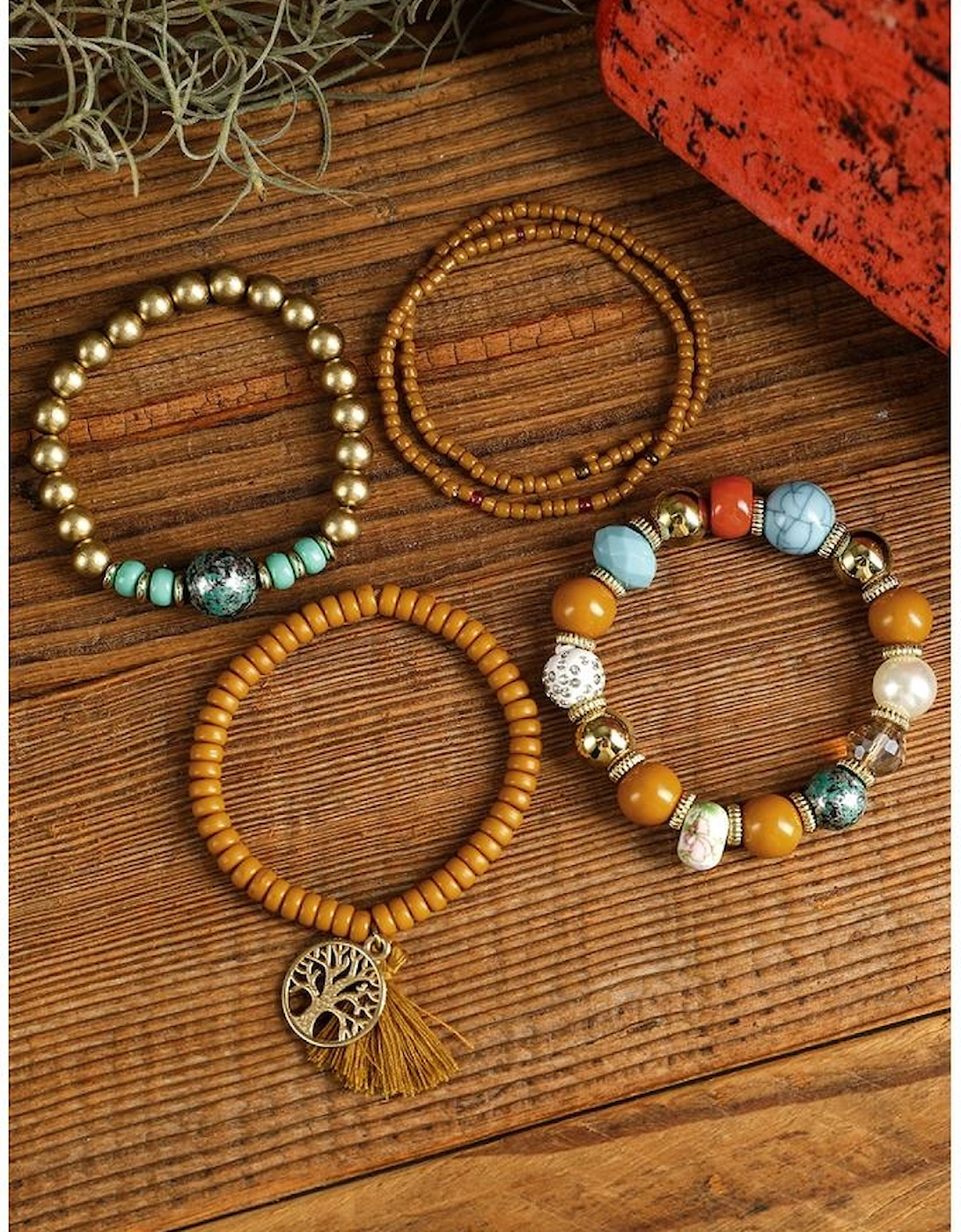 Chestnut 5pcs Boho Beaded Turquoise Bracelets Set, 8 of 7