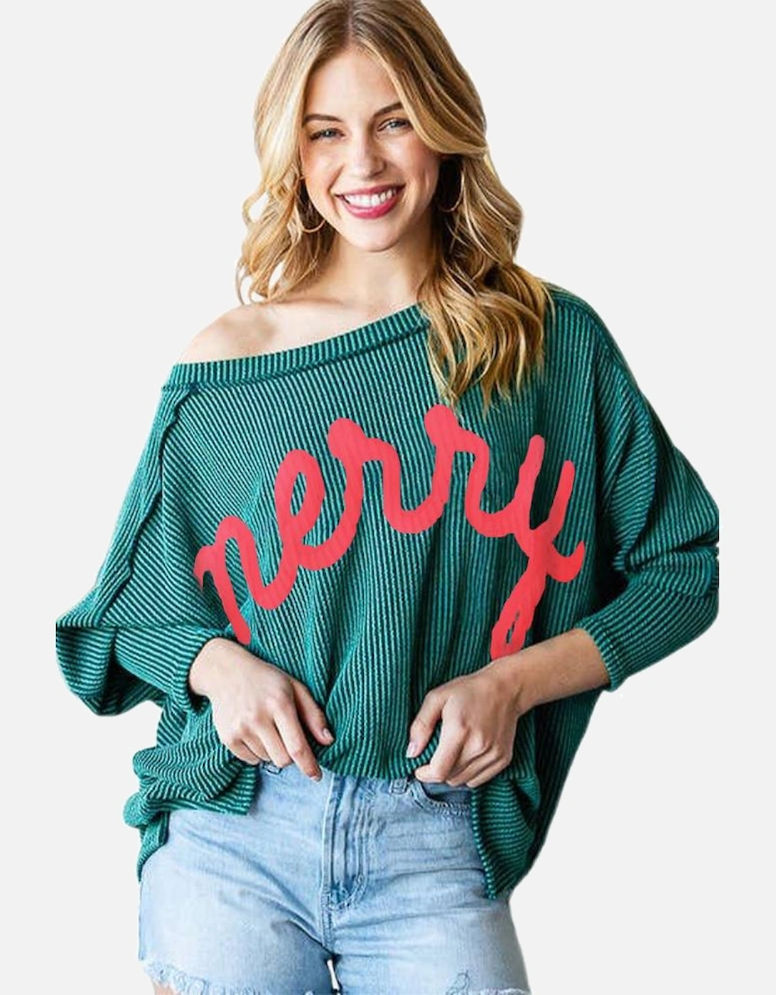 Skobeloff Merry Graphic Corded Batwing Sleeve Knit Top, 15 of 14