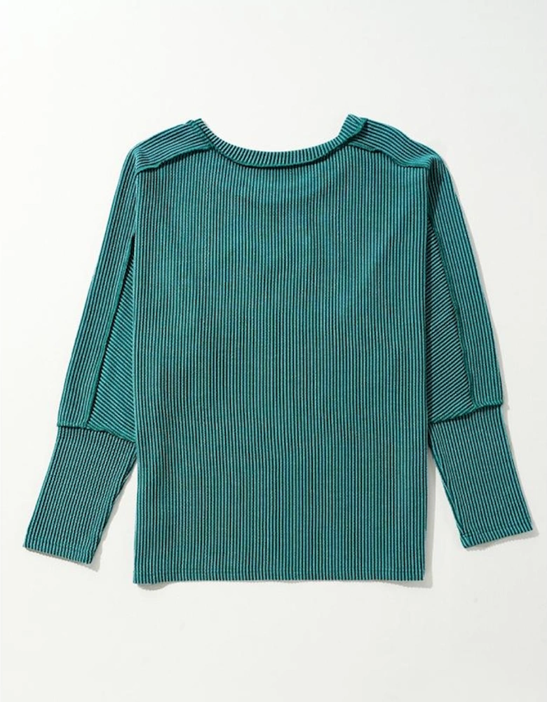 Skobeloff Merry Graphic Corded Batwing Sleeve Knit Top