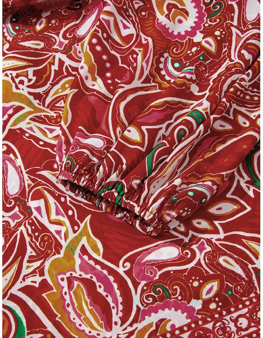 Multicolour Ethnic Paisley Print Tassel Tie Puff Sleeve Boho Blouse