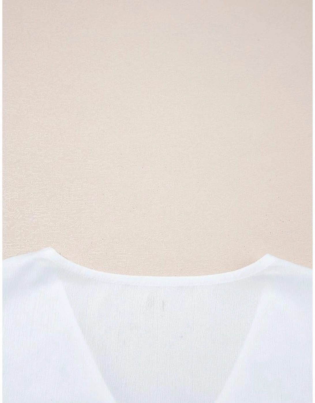 White Flower Lace-up V Neck Babydoll Blouse