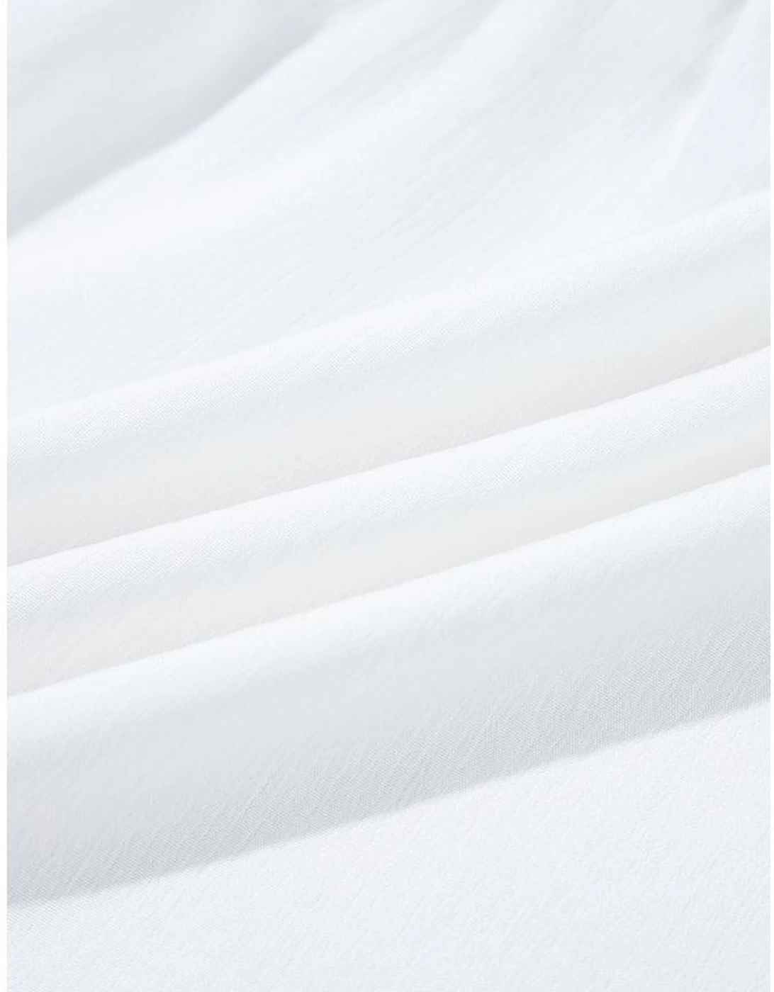 White Flower Lace-up V Neck Babydoll Blouse