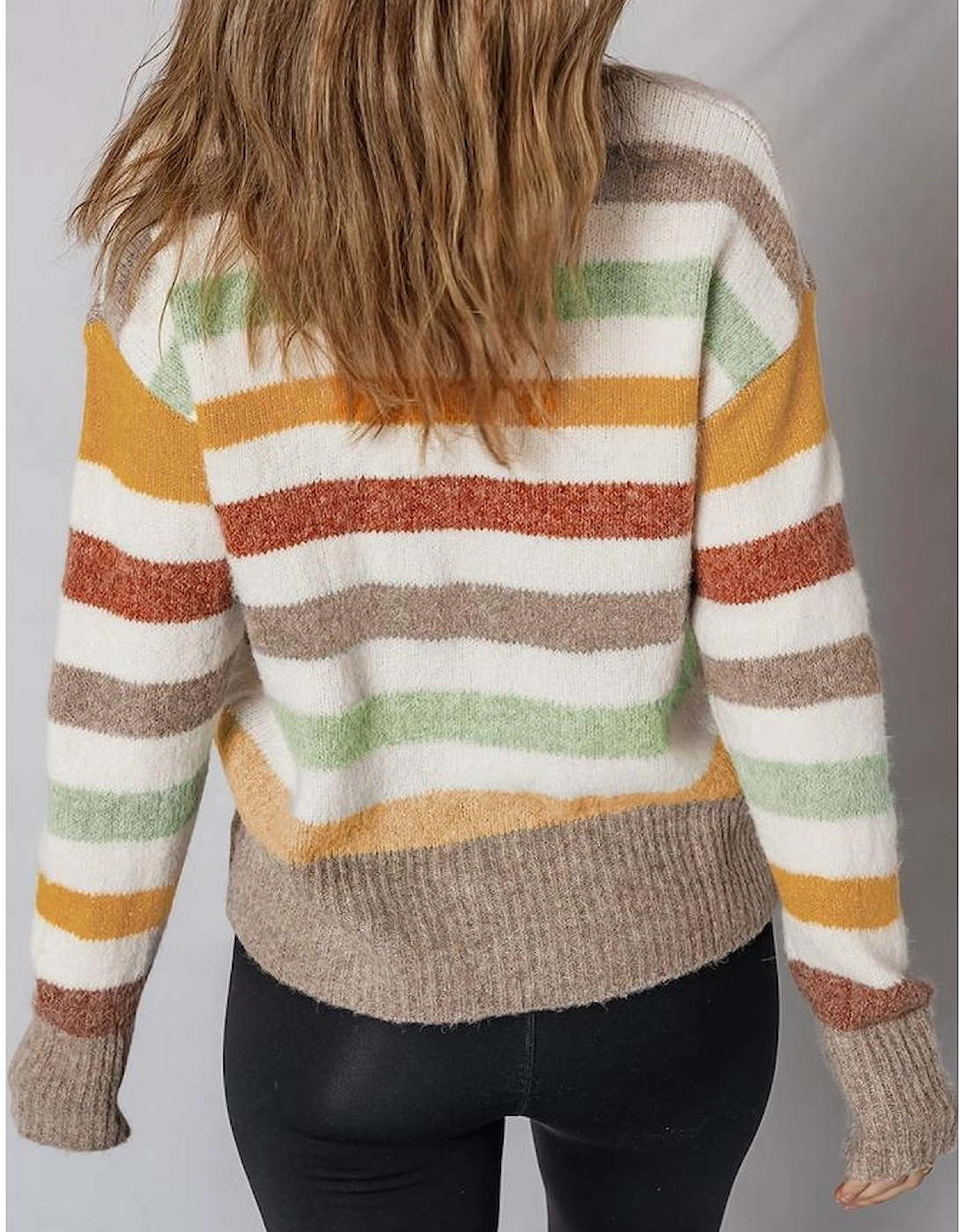 Multicolour Stripe Drop Shoulder Crew Neck Sweater, 13 of 12