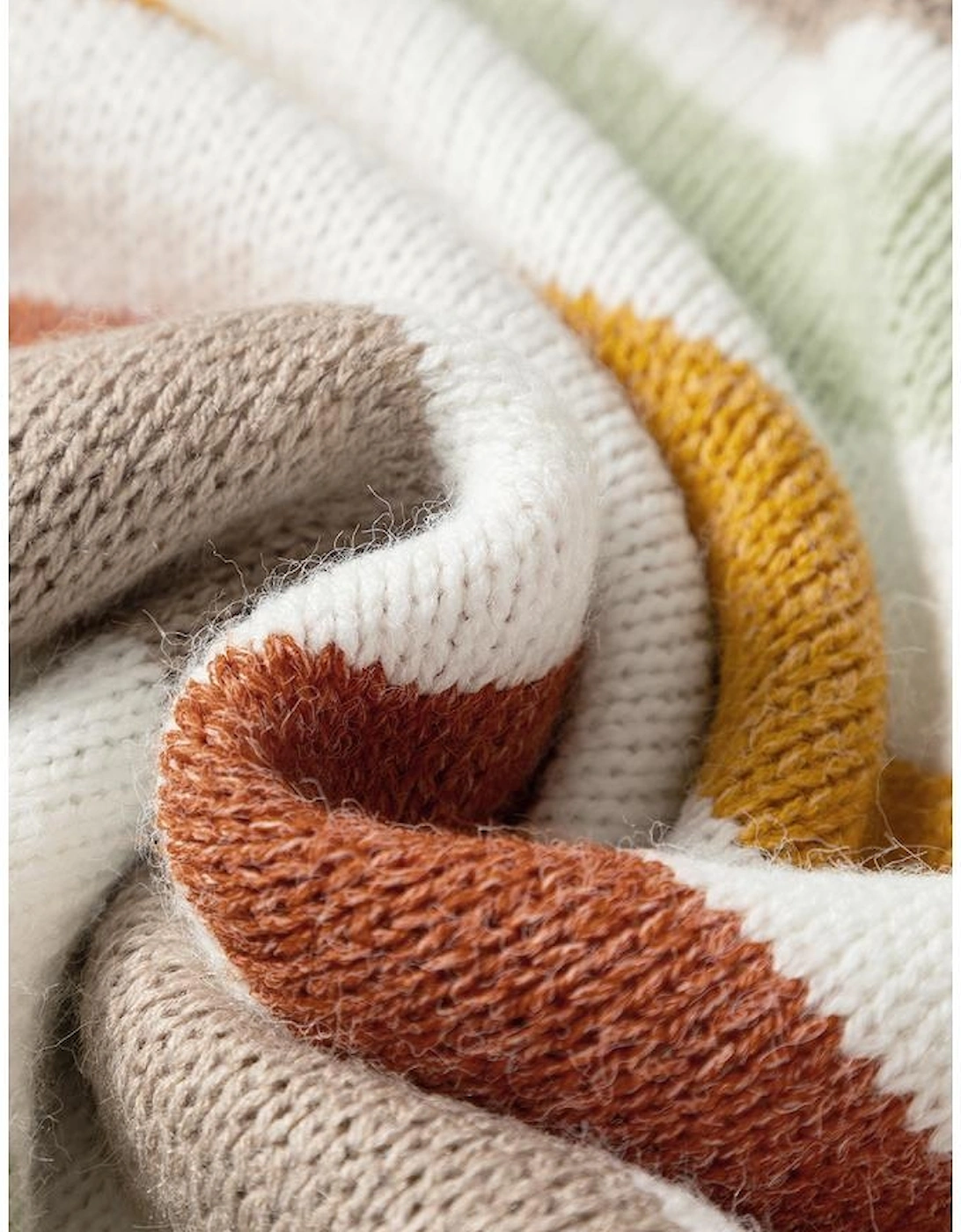 Multicolour Stripe Drop Shoulder Crew Neck Sweater