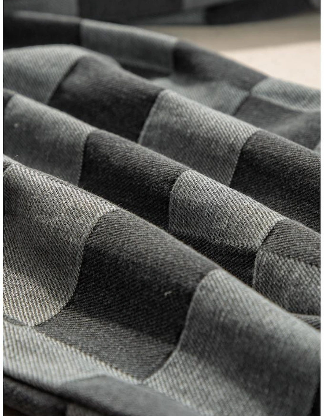 Dark Grey Checkered Denim Wide Leg Jeans