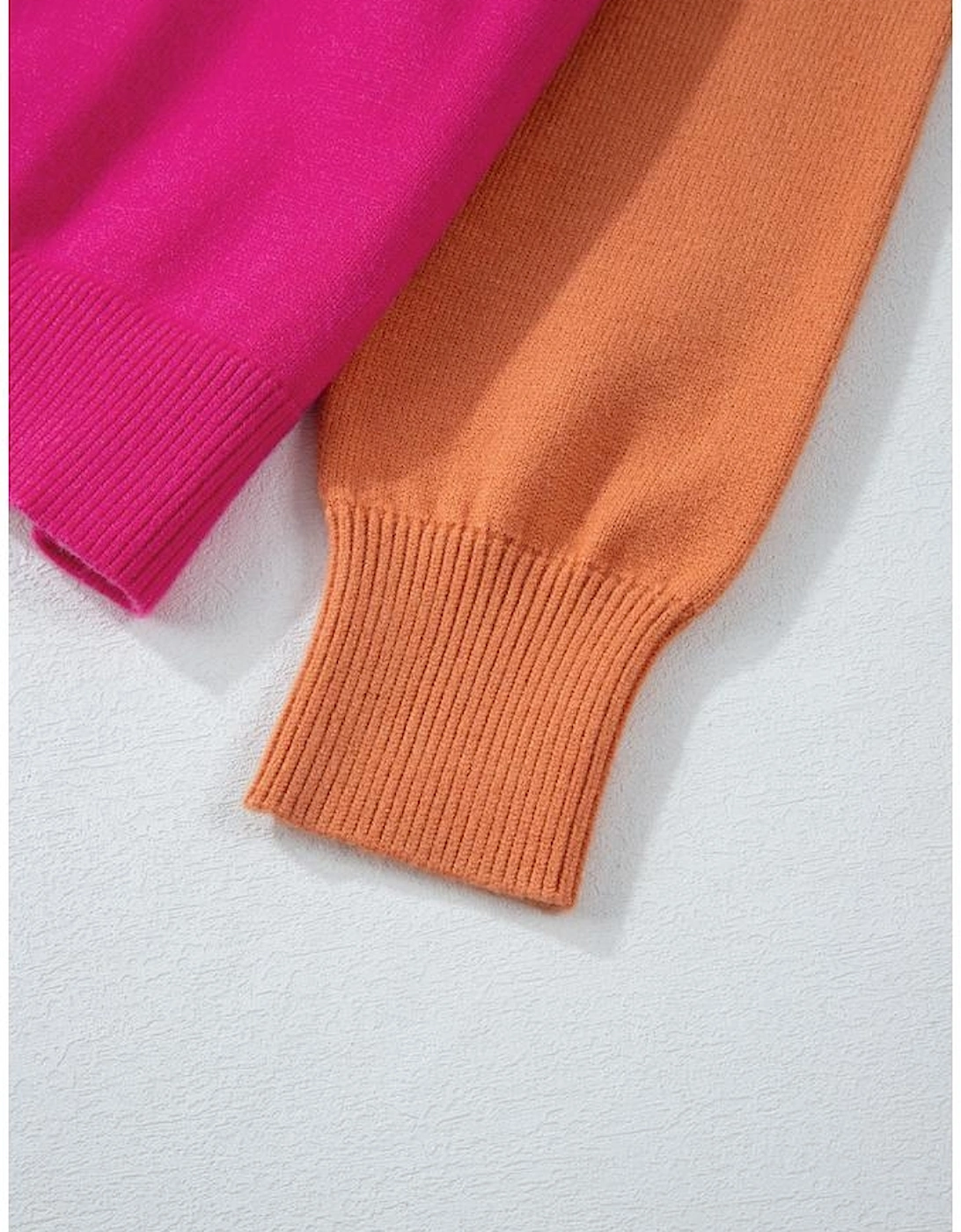 Bonbon Three Tone Contrast Round Neck Loose Sweater