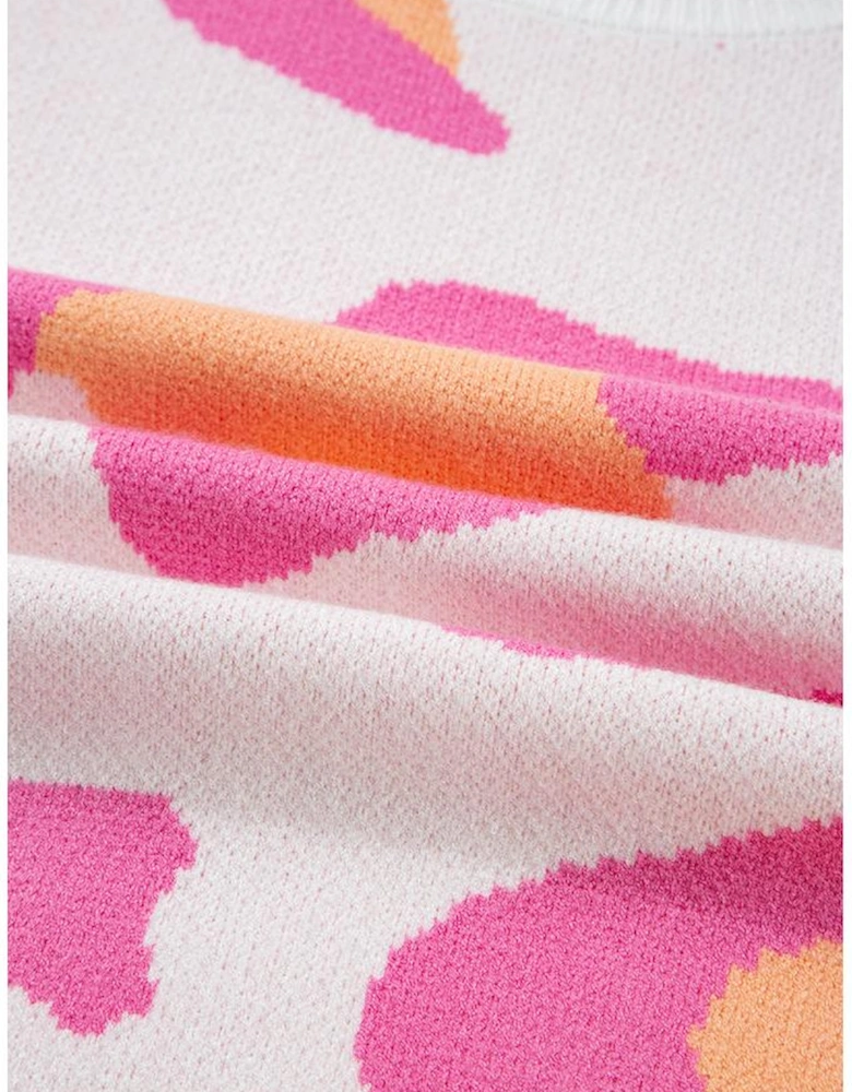 Sachet Pink Playful Leopard Print Drop Shoulder Baggy Sweater