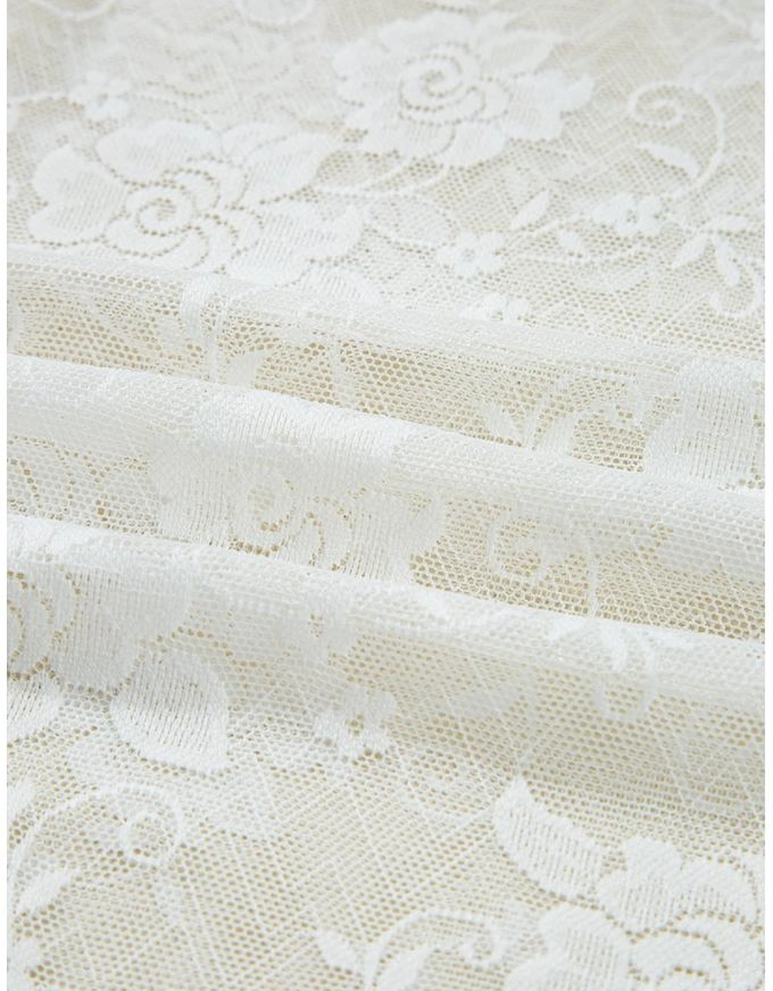 White Sheer Floral Lace Mesh Mock Neck Long Sleeve Top