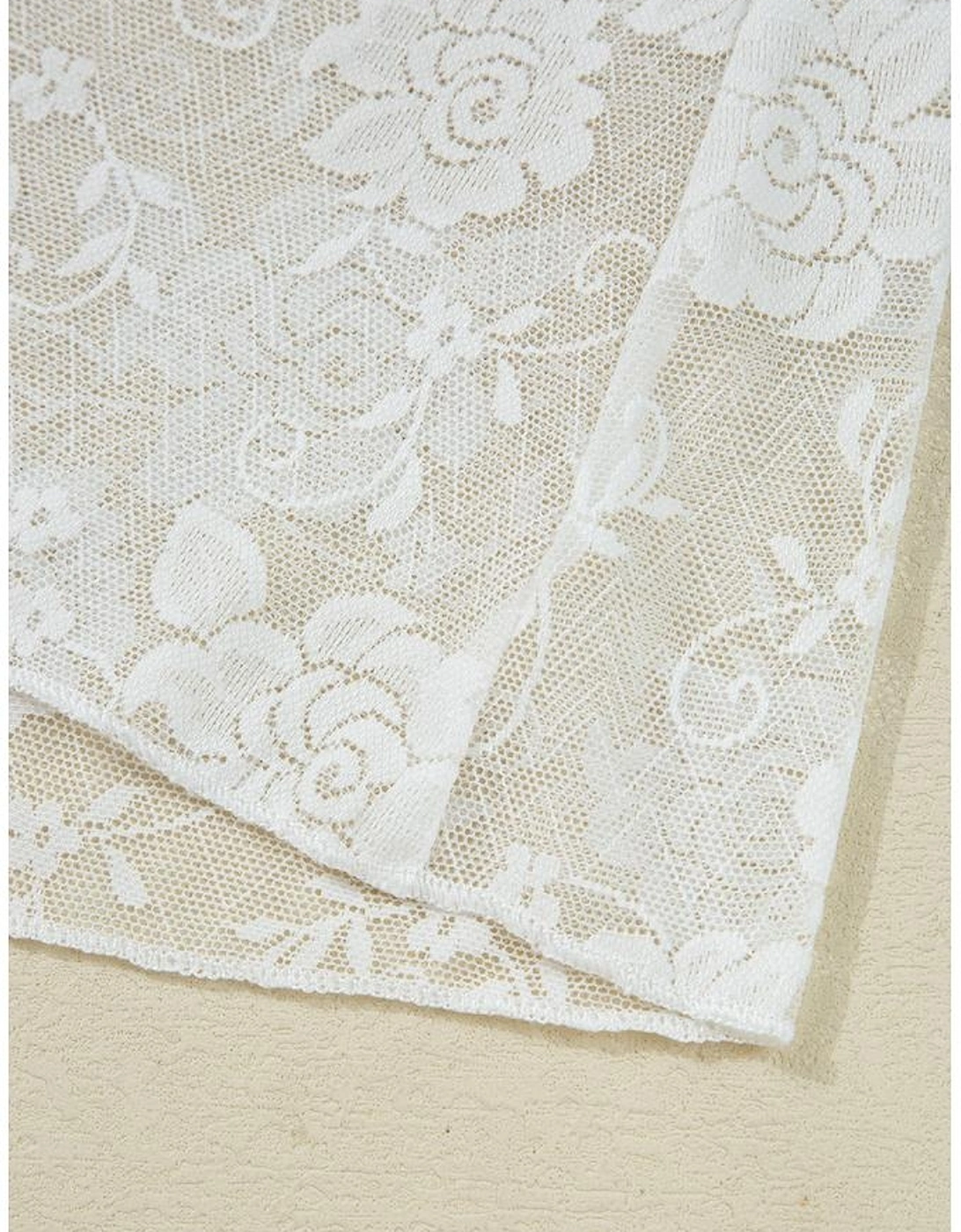 White Sheer Floral Lace Mesh Mock Neck Long Sleeve Top