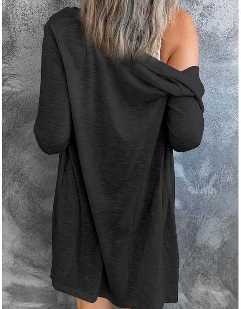 Black Sequined Santa Claus Button Up Cardigan