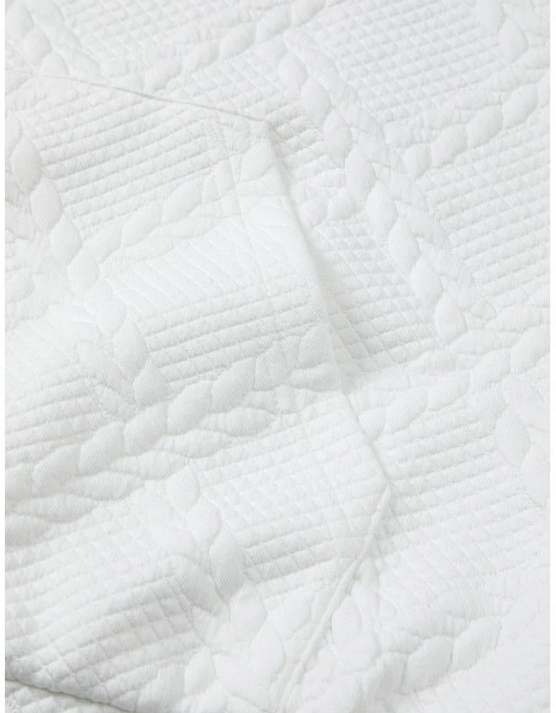 White Cable Lattice Texture Kangaroo Pocket Hoodie