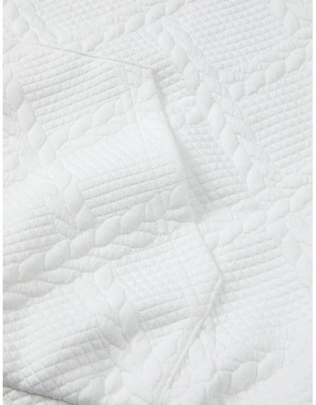 White Cable Lattice Texture Kangaroo Pocket Hoodie