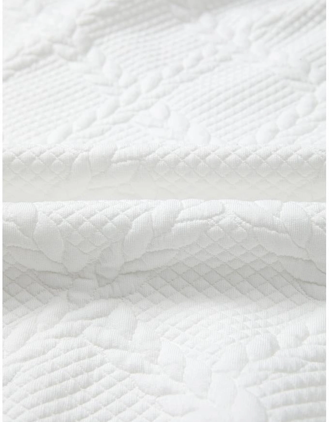 White Cable Lattice Texture Kangaroo Pocket Hoodie