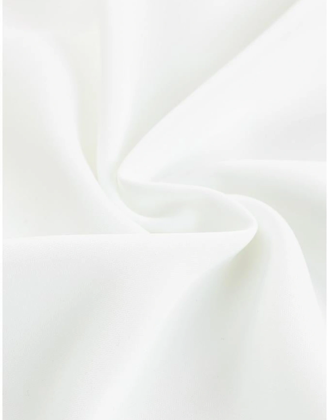 White Crew Neck Gathered Stretch Cuff Shirt