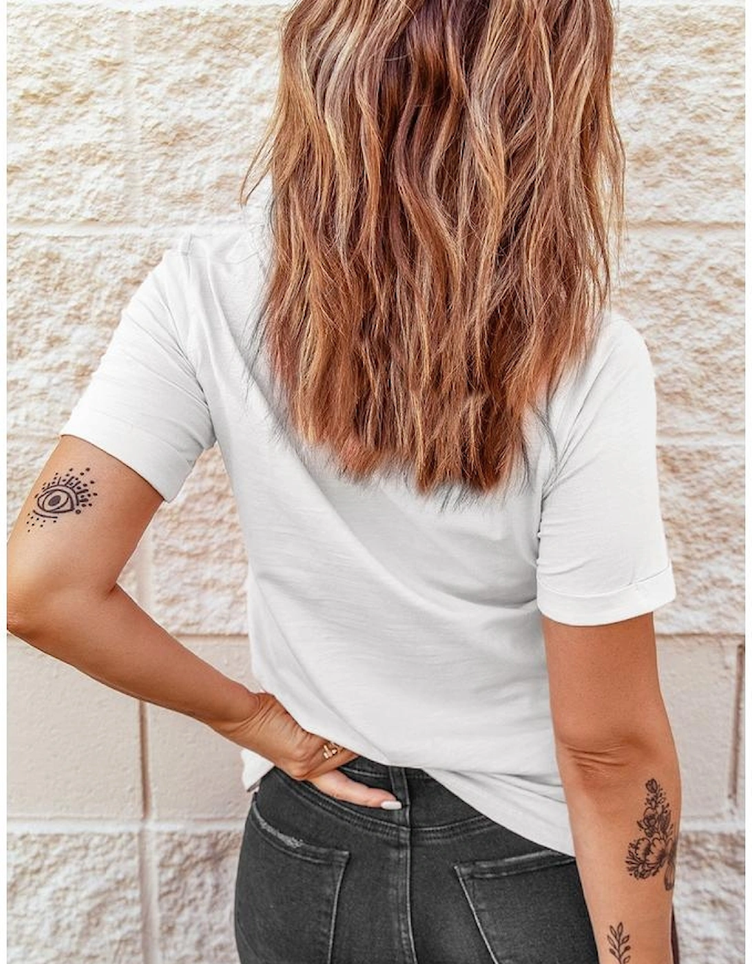 White Pride Bow Starry Print Cotton Blend T Shirt