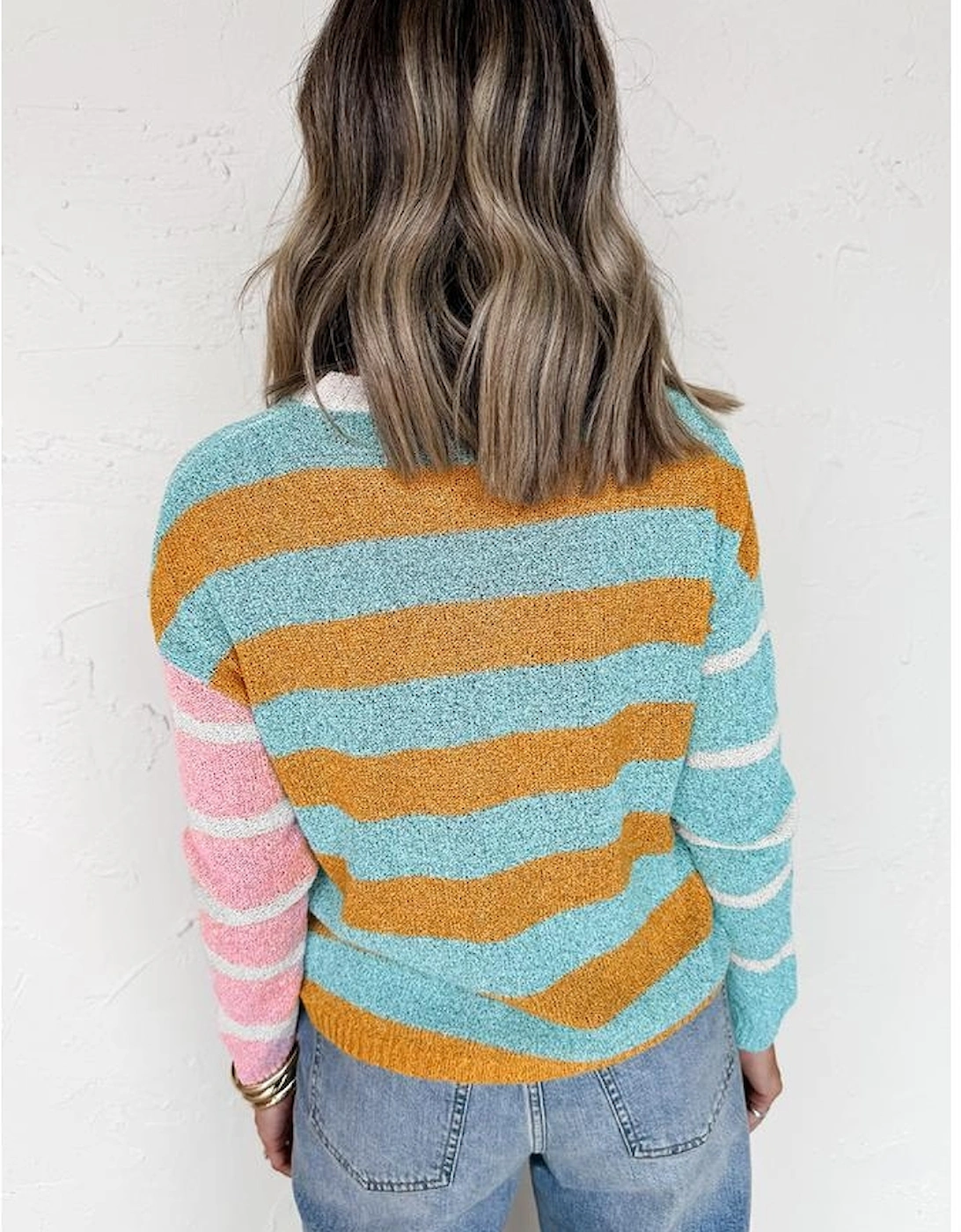 Jurassic Gold Color Block Striped Pullover Sweater, 11 of 10