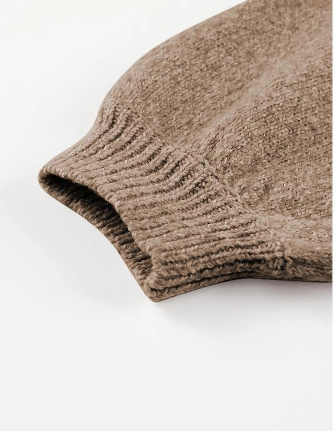 Camel Eyelet Pattern Detail V Neck Drop Shoulder Sweater