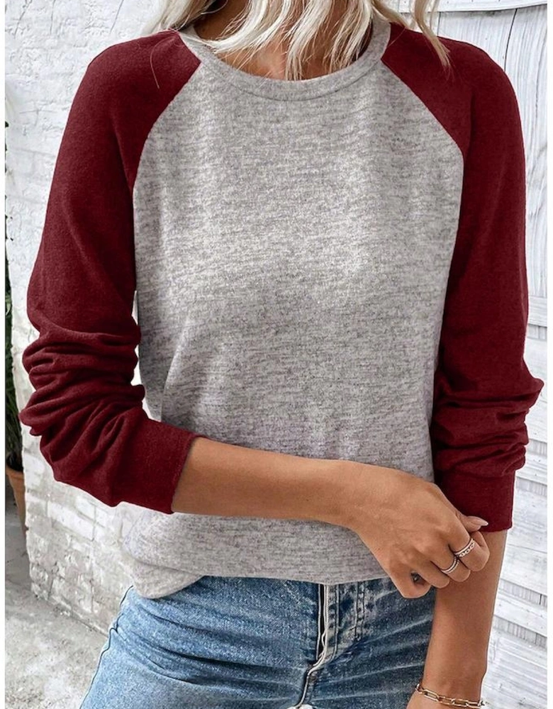 Red Dahlia Colorblock Raglan Long Sleeve T Shirt