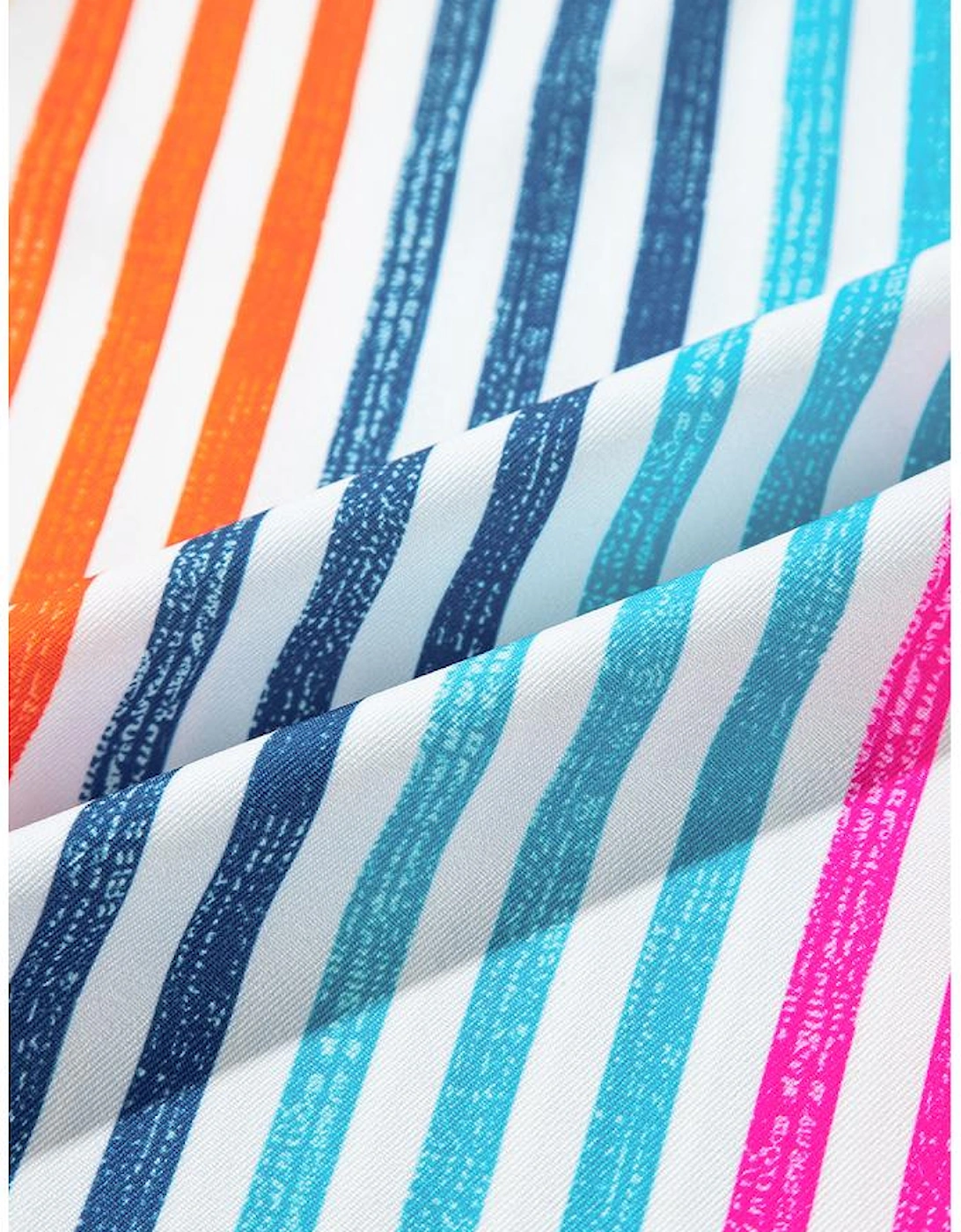 Orange Stripe Multicolor Drop Shoulder Loose Shirt