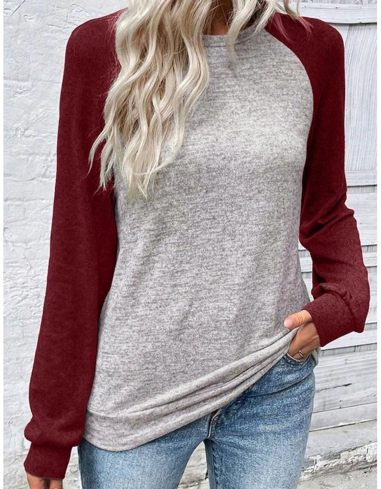 Red Dahlia Colorblock Raglan Long Sleeve T Shirt