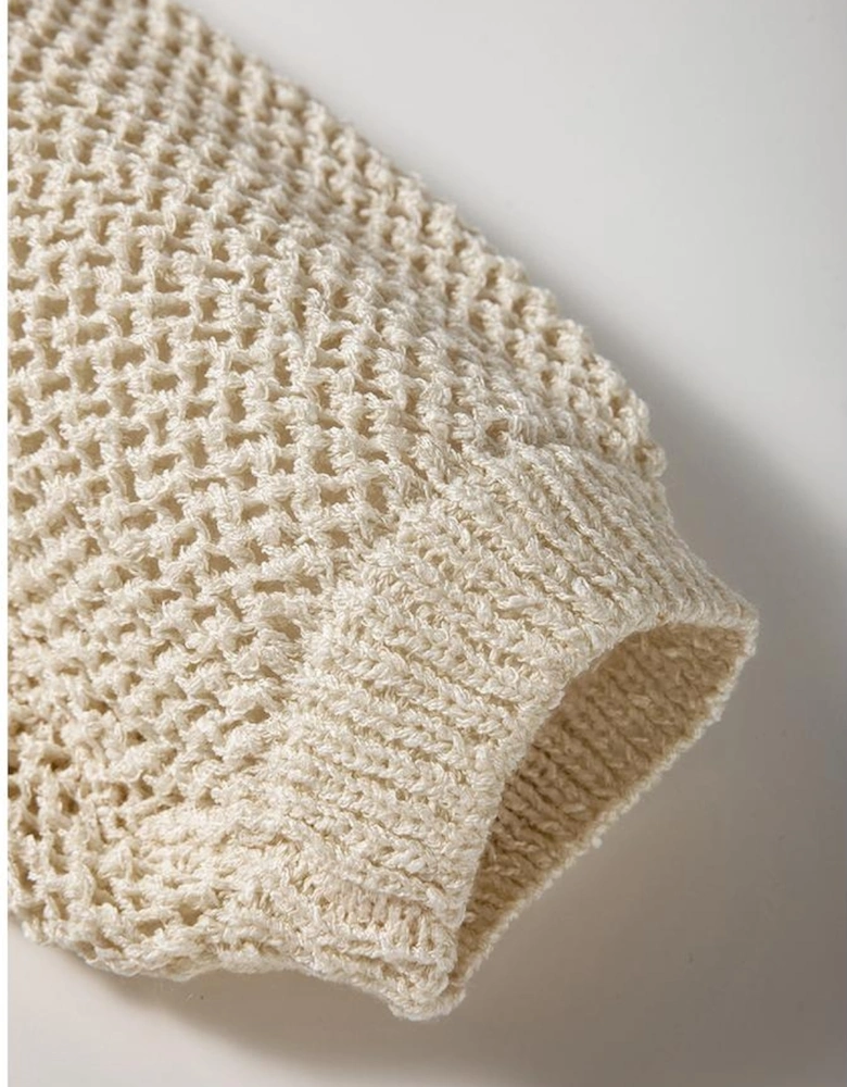 Jet Stream Hollow-out Kangaroo Pocket V Neck Hooded Sweater