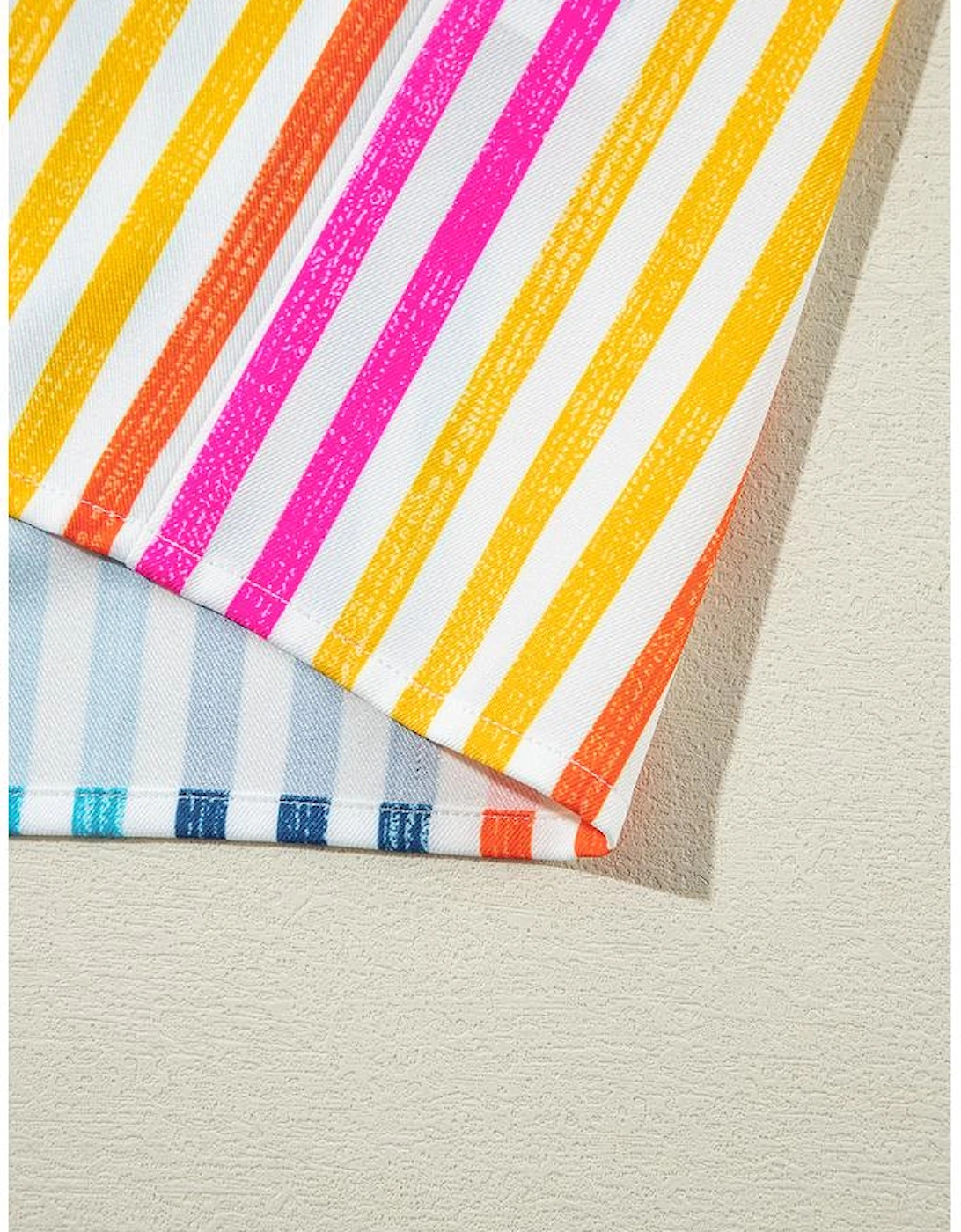 Orange Stripe Multicolor Drop Shoulder Loose Shirt