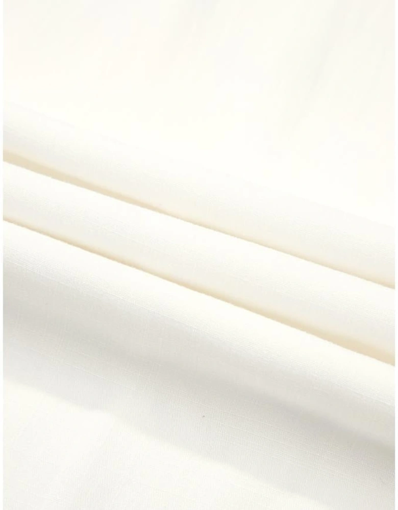 White Solid Drop Waist Pleated Wide Leg Casual Pants