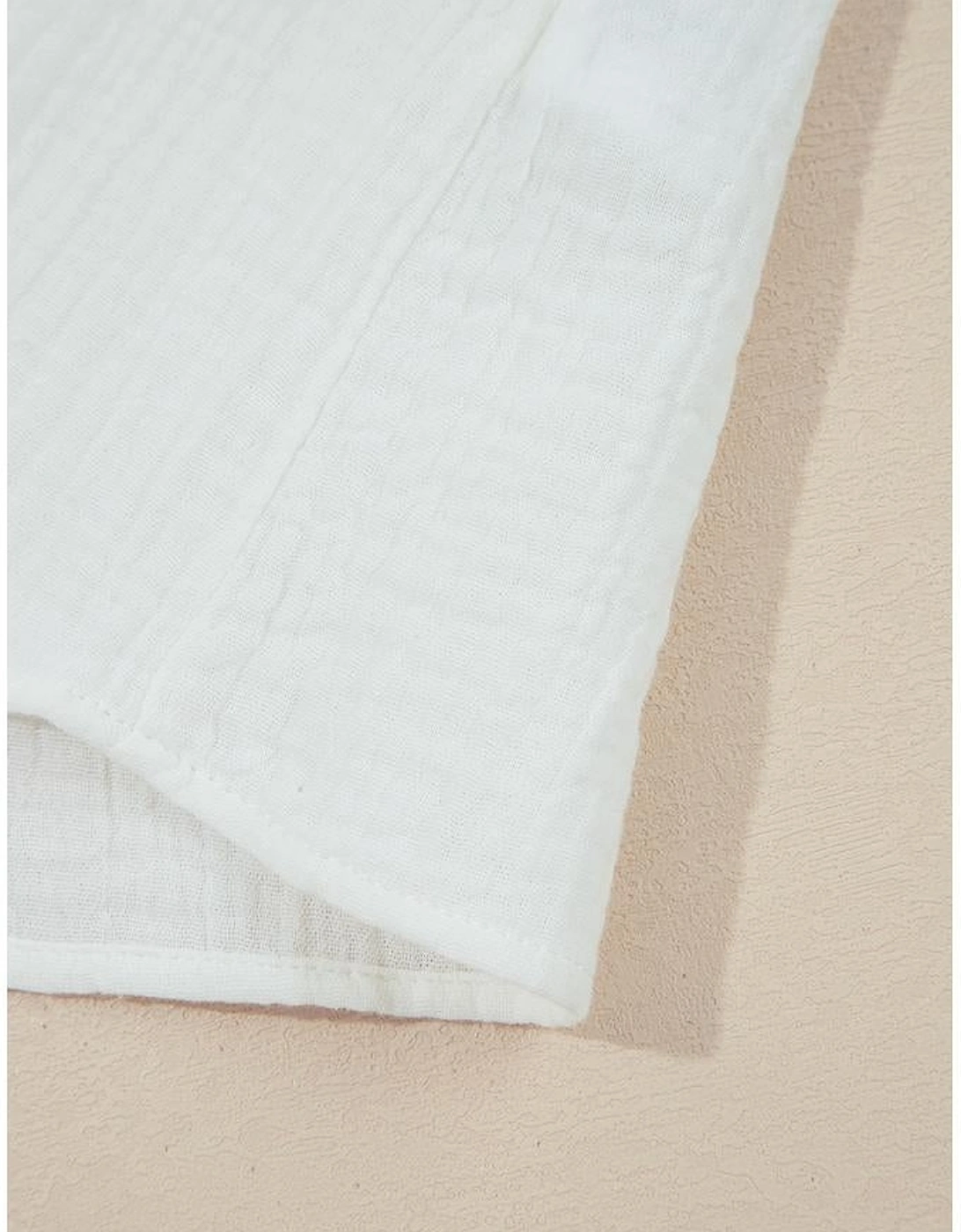 White Textured Lace Trim Pure Cotton Sleeveless Top