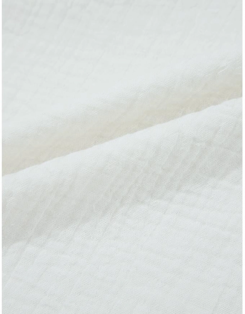 White Textured Lace Trim Pure Cotton Sleeveless Top