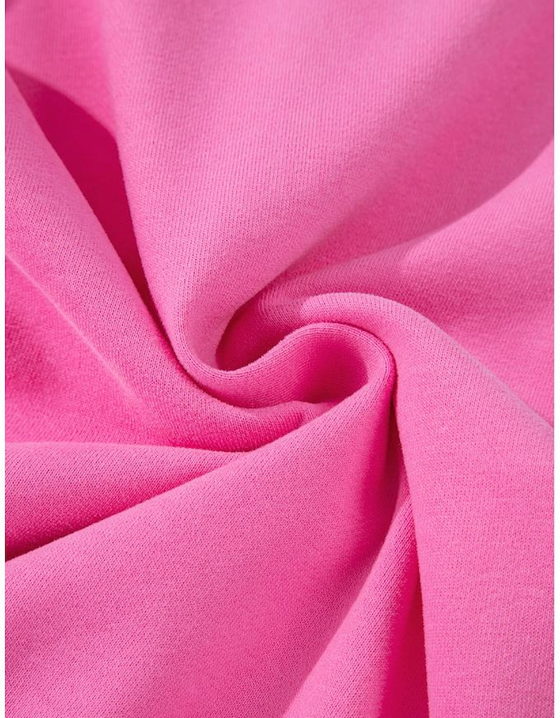 Bright Pink Solid Seamed Zipper Jacket and Drawstring Waist Pants Set