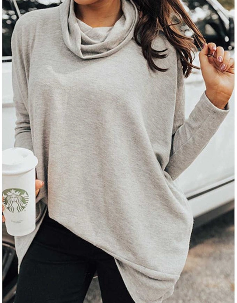 Gray Cowl Neck Shift Tunic Top