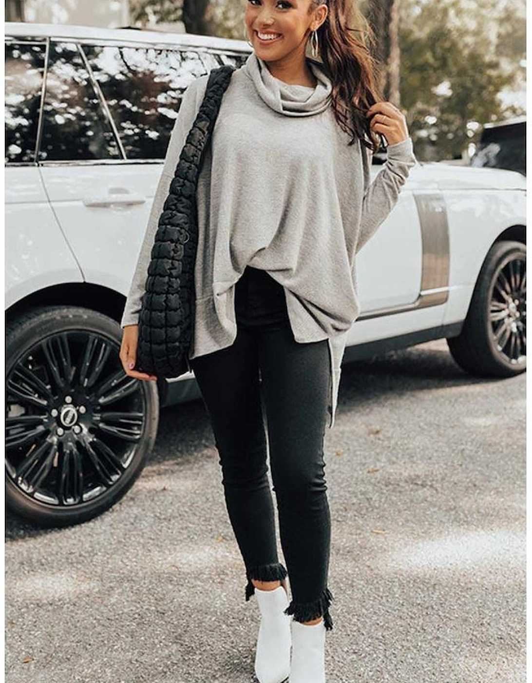 Gray Cowl Neck Shift Tunic Top, 10 of 9