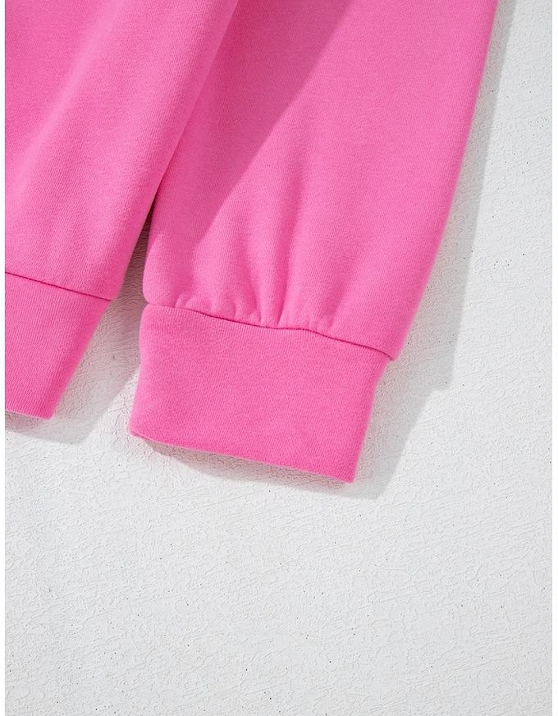 Bright Pink Solid Seamed Zipper Jacket and Drawstring Waist Pants Set