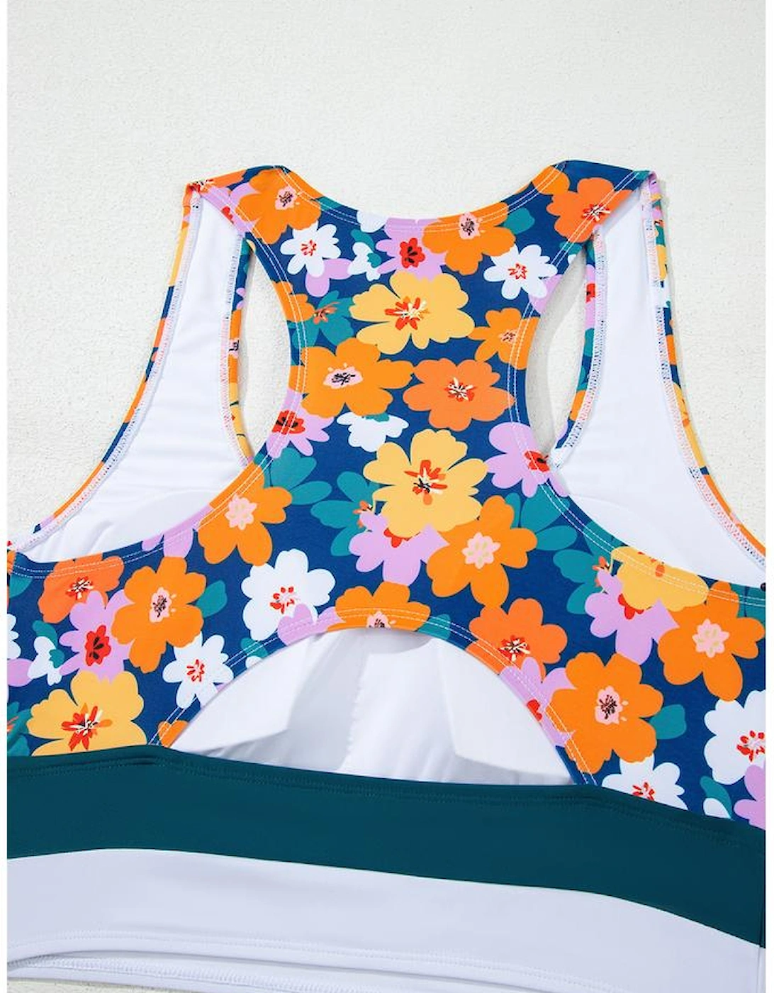 Green Floral Print Racerback Cutout High Waist 2pcs Bikini