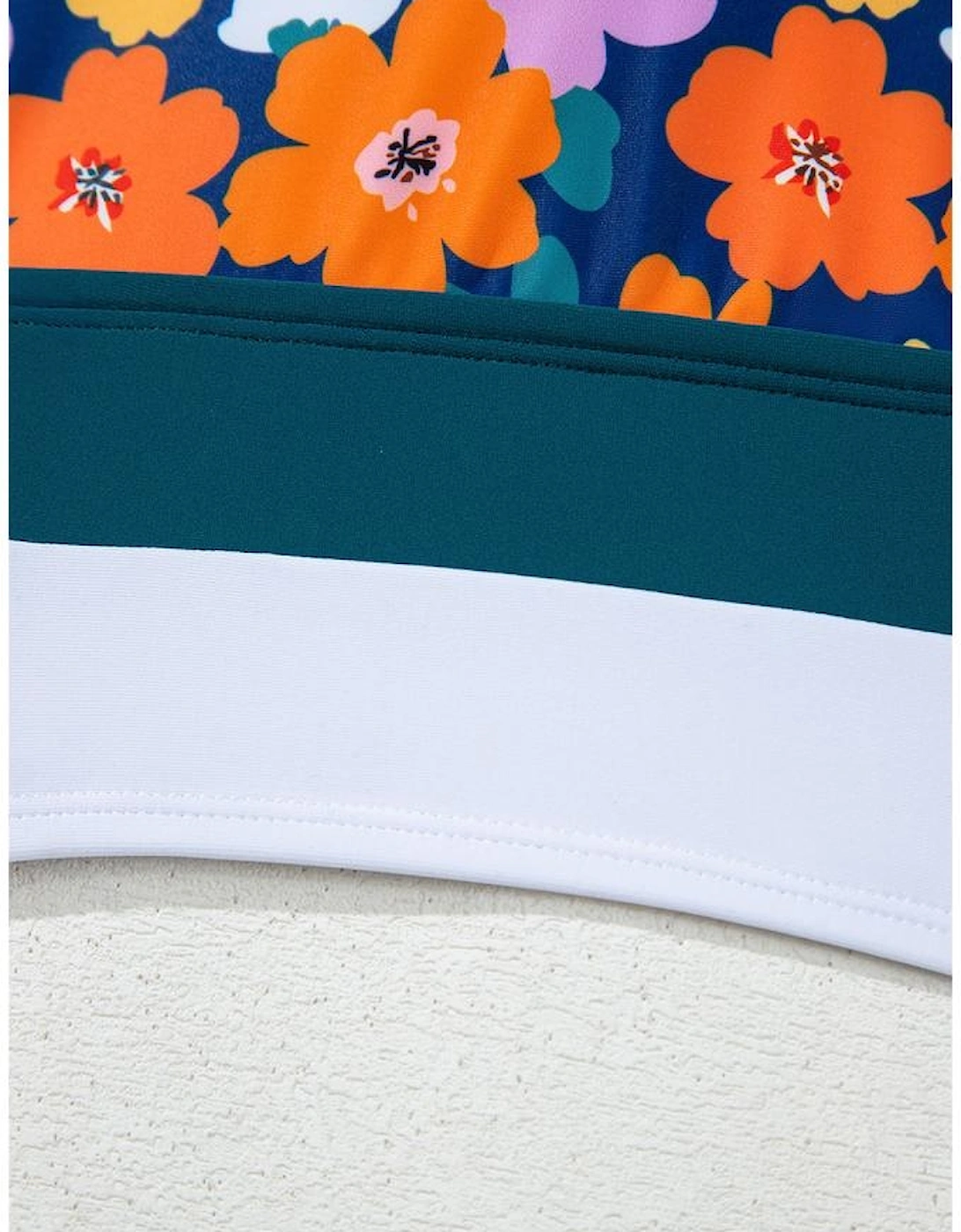 Green Floral Print Racerback Cutout High Waist 2pcs Bikini