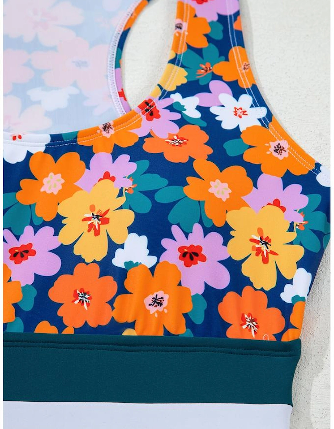 Green Floral Print Racerback Cutout High Waist 2pcs Bikini